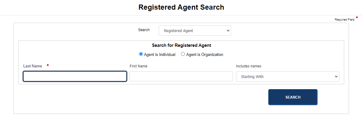 Search for a registered agent