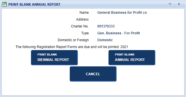 Annual report modal