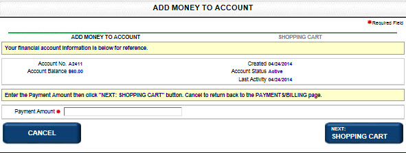 Add funds to an account