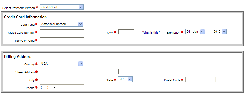 Credit card payment method