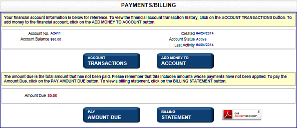 Payments and billings screen