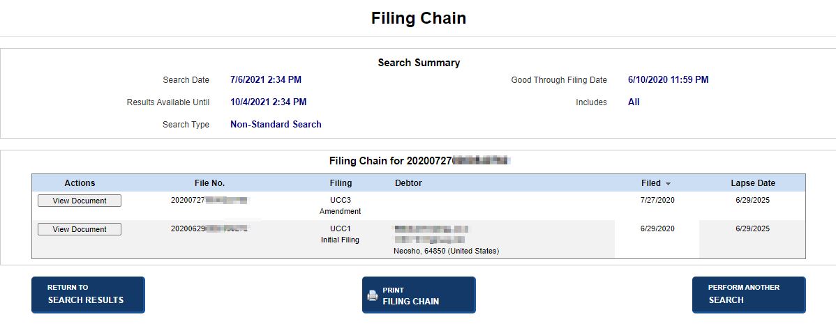 Filing chain Filing chain