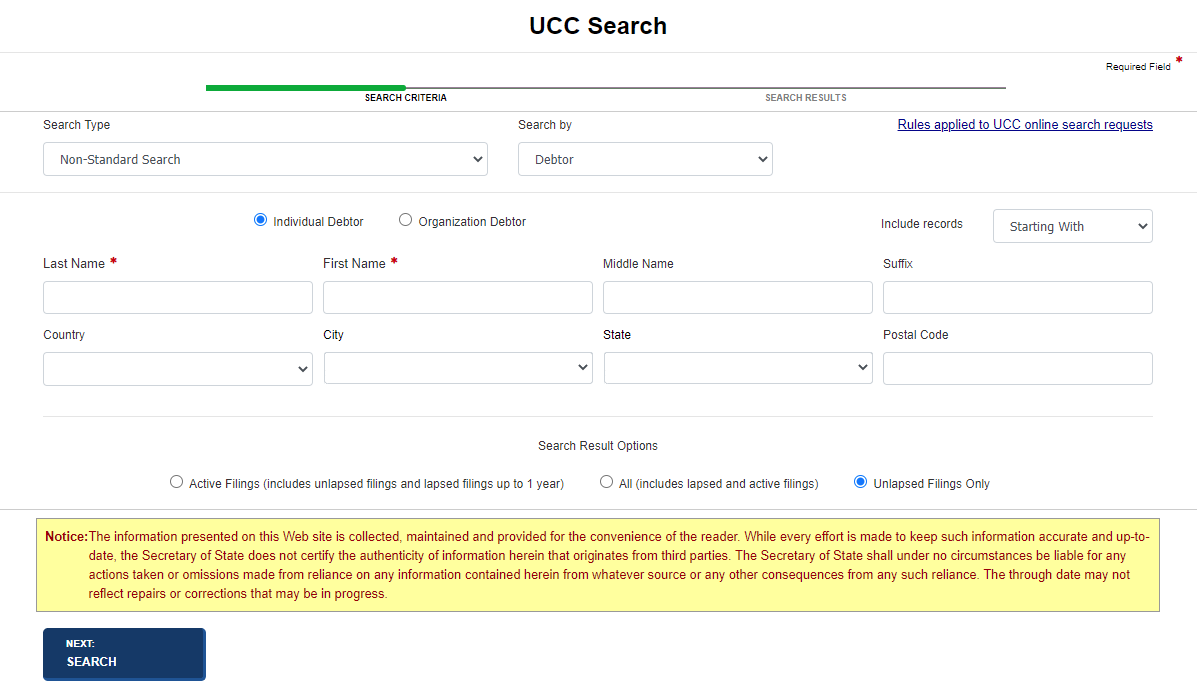 Non-standard debtor search Non-standard debtor search
